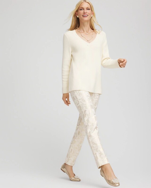 Juliet Golden Foiled Slim Ankle Pants - image 4